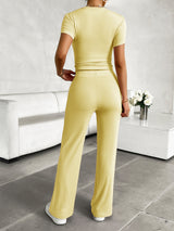 Two-Piece Set with Drawstring Pants and Crop Top
