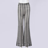 Geometric Pattern Flared Wide-Leg Pants
