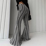 Geometric Pattern Flared Wide-Leg Pants