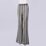 Geometric Pattern Flared Wide-Leg Pants