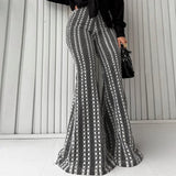 Geometric Pattern Flared Wide-Leg Pants