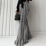 Geometric Pattern Flared Wide-Leg Pants