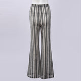 Geometric Pattern Flared Wide-Leg Pants