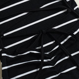 Black Striped Halter Maxi Dress