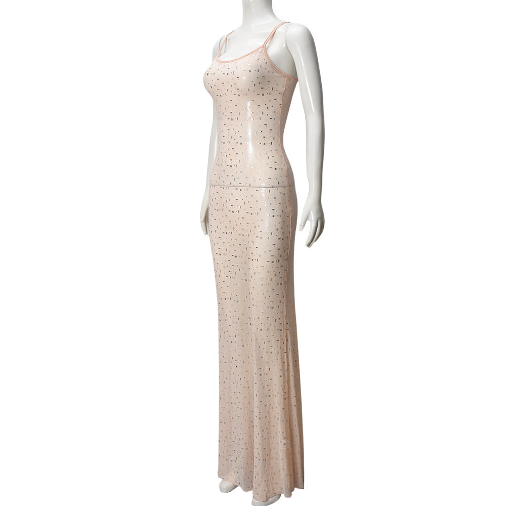 Elegant Sequin Strapless Maxi Dress