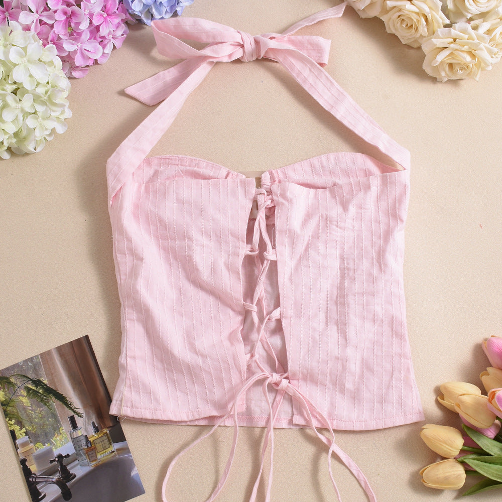 Halter Top with Front Bow Detail