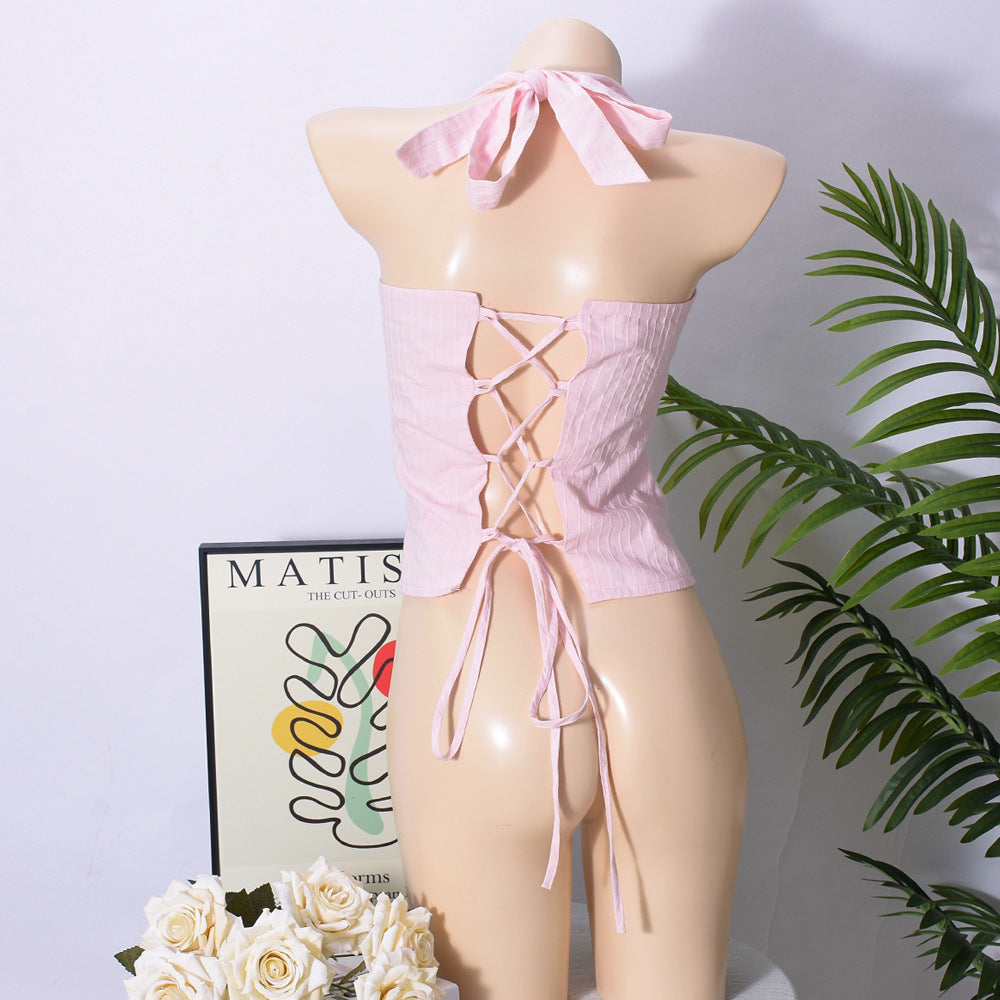 Halter Top with Front Bow Detail