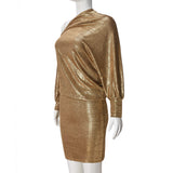 One-Shoulder Dress with Asymmetrical Sleeve