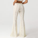 Lace Flared Pants with High Waist