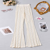 Lace Flared Pants with High Waist