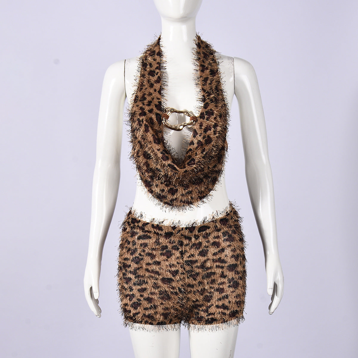 Chic Leopard Print Two-Piece Set