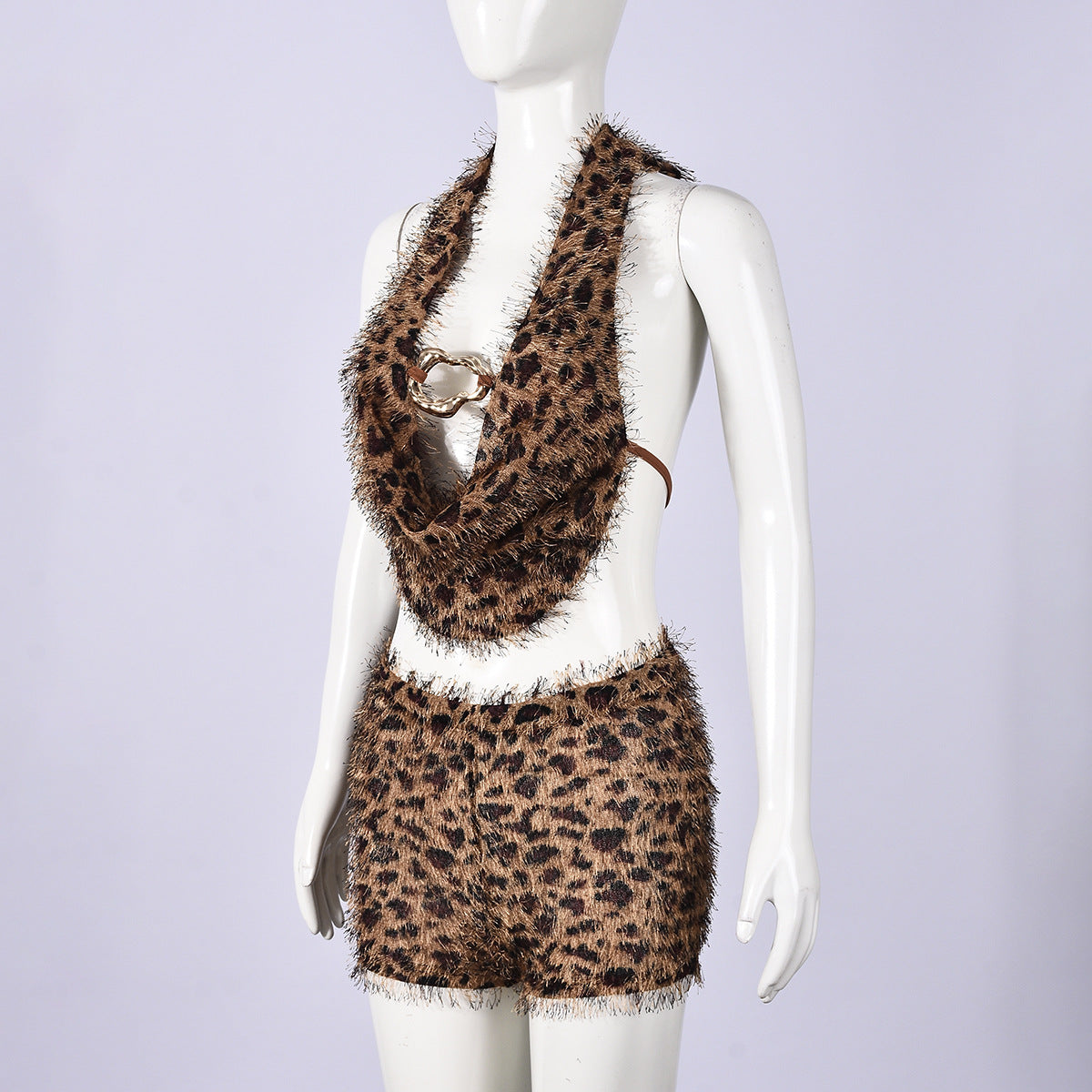 Chic Leopard Print Two-Piece Set