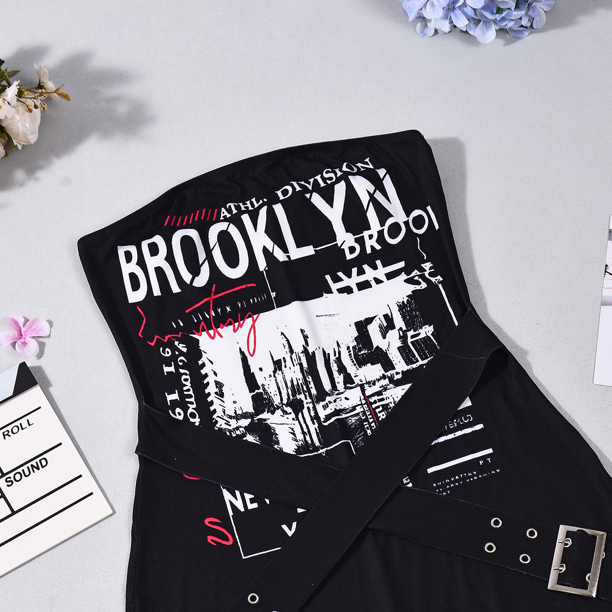 Strapless Brooklyn Themed Jumpsuit