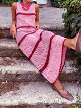 Bohemian Crochet Maxi Dress with Accents
