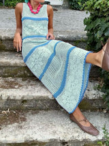 Bohemian Crochet Maxi Dress with Accents