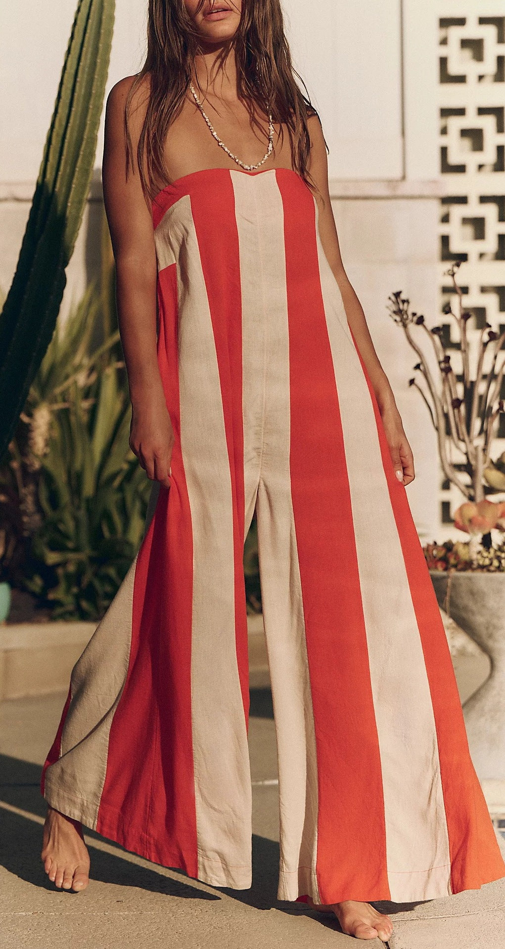 Stylish Strapless Colorblock Jumpsuit
