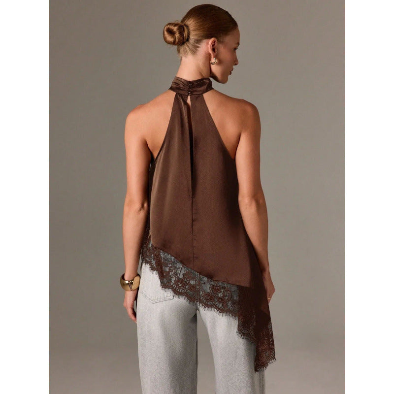 Halter Top with Lace Detail