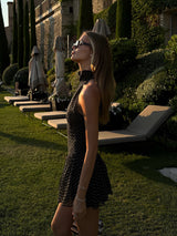 Elegant Polka Dot Ruffled Dress