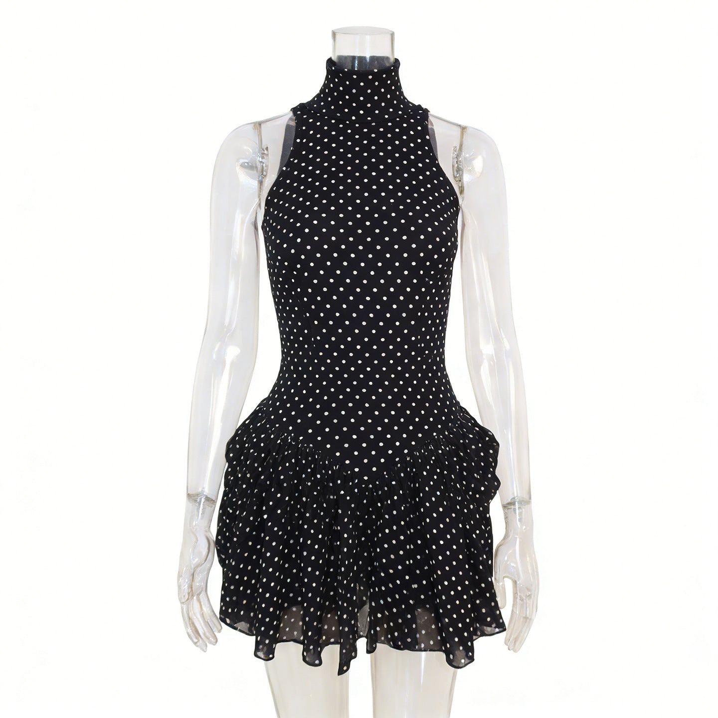Elegant Polka Dot Ruffled Dress