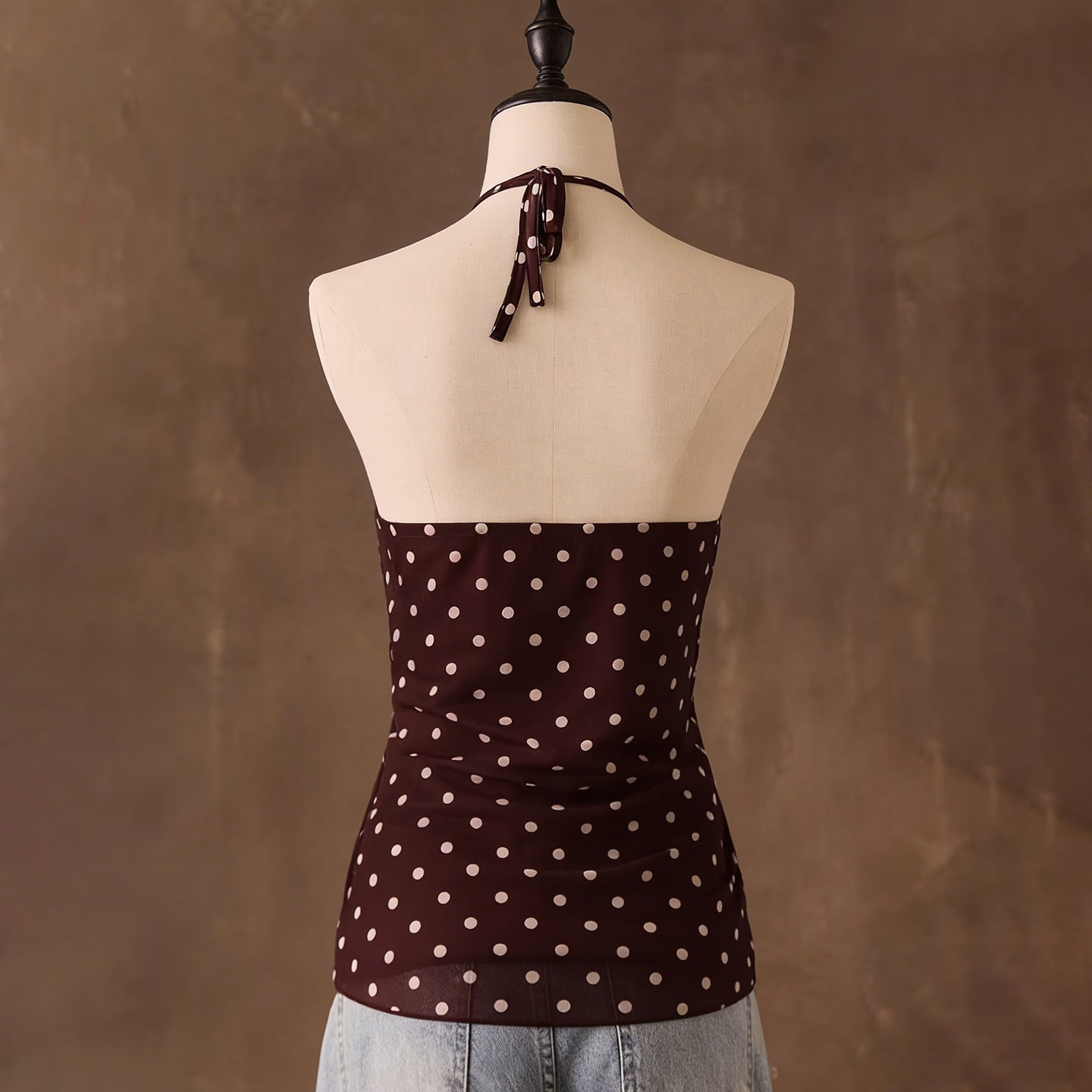 Polka Dot Tie-Front Tank Top