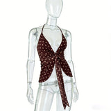 Polka Dot Tie-Front Tank Top