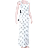 Polka Dot Maxi Dress with Bow Accent