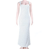 Polka Dot Maxi Dress with Bow Accent