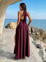 Sleeveless Deep-V Maxi Dress