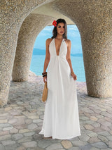 Sleeveless Halter Maxi Dress