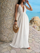 Sleeveless Halter Maxi Dress