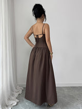 Spaghetti Strap Maxi Ruffle Dress