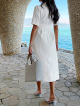 Button-Down Dress with Waist Tie
