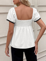Blouse with Trim & Ribbon Detail