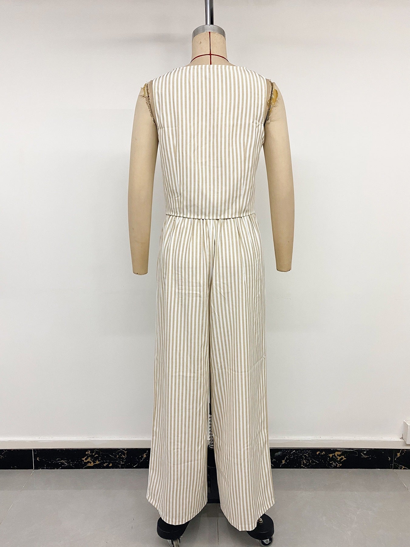 Striped Sleeveless Set with Tie-Front Top