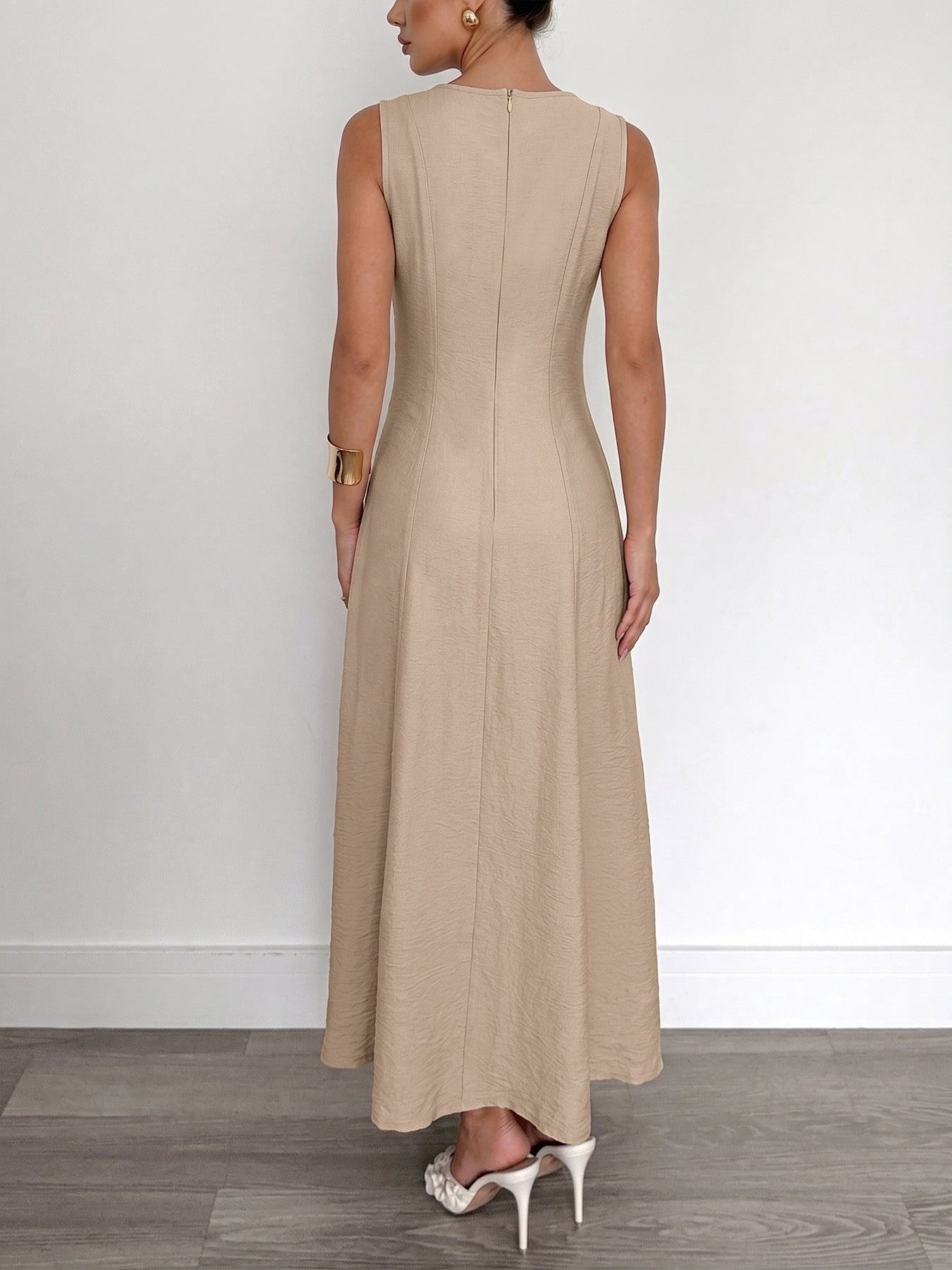 Beige Sleeveless Maxi Dress