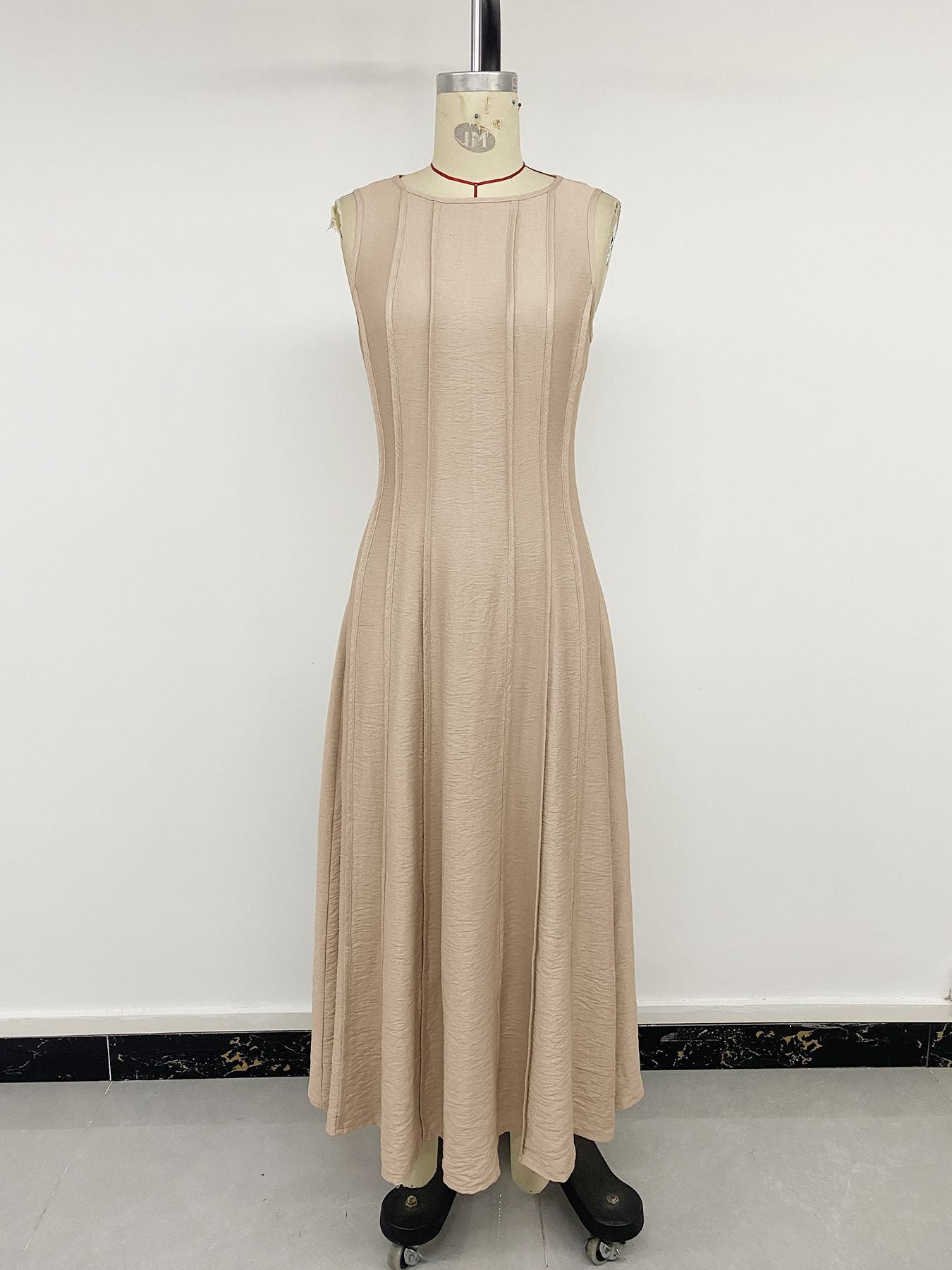 Beige Sleeveless Maxi Dress