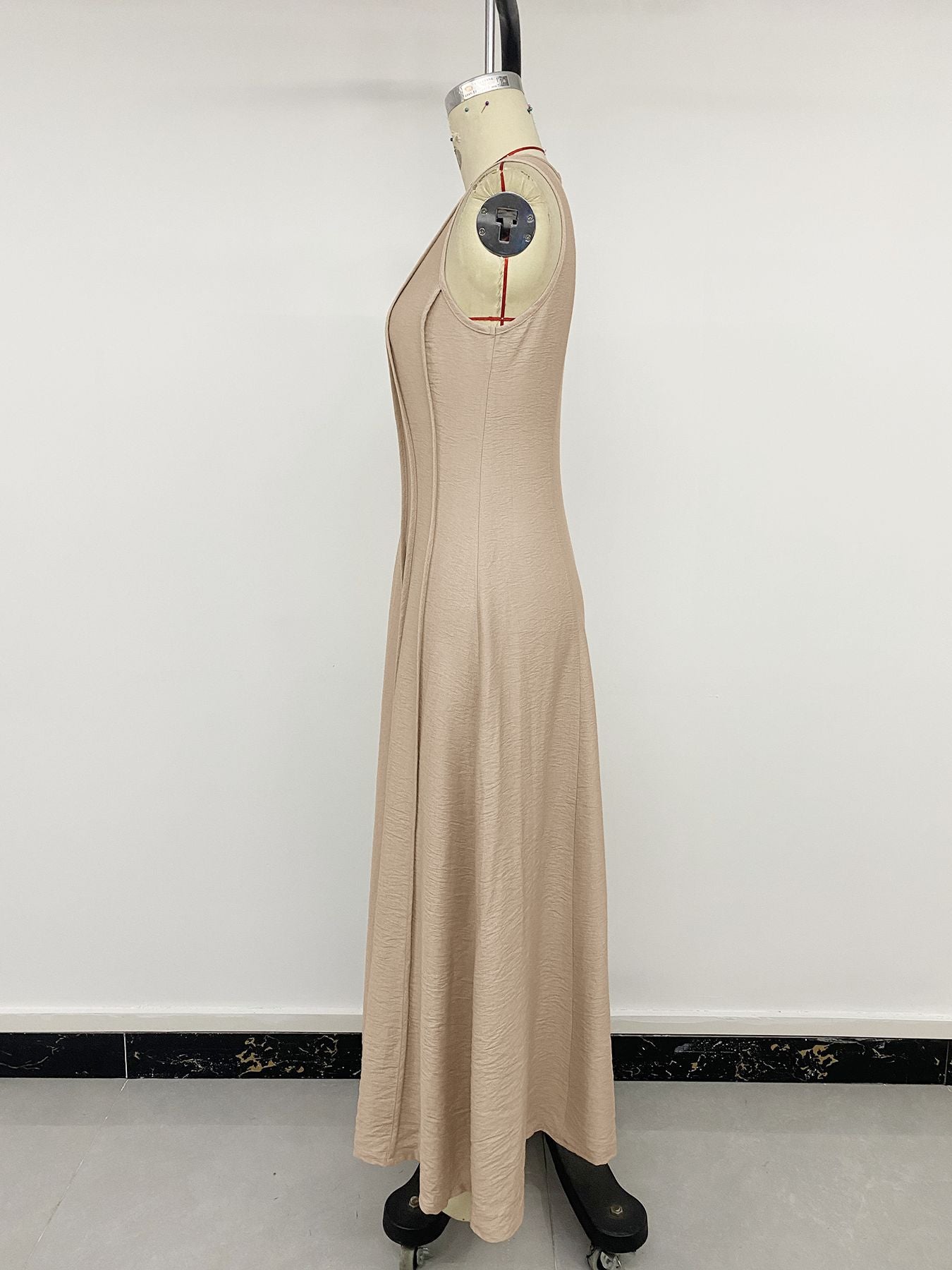Beige Sleeveless Maxi Dress