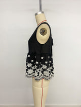 Black Sleeveless Floral Top