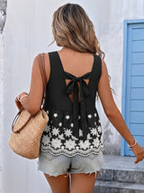 Black Sleeveless Floral Top
