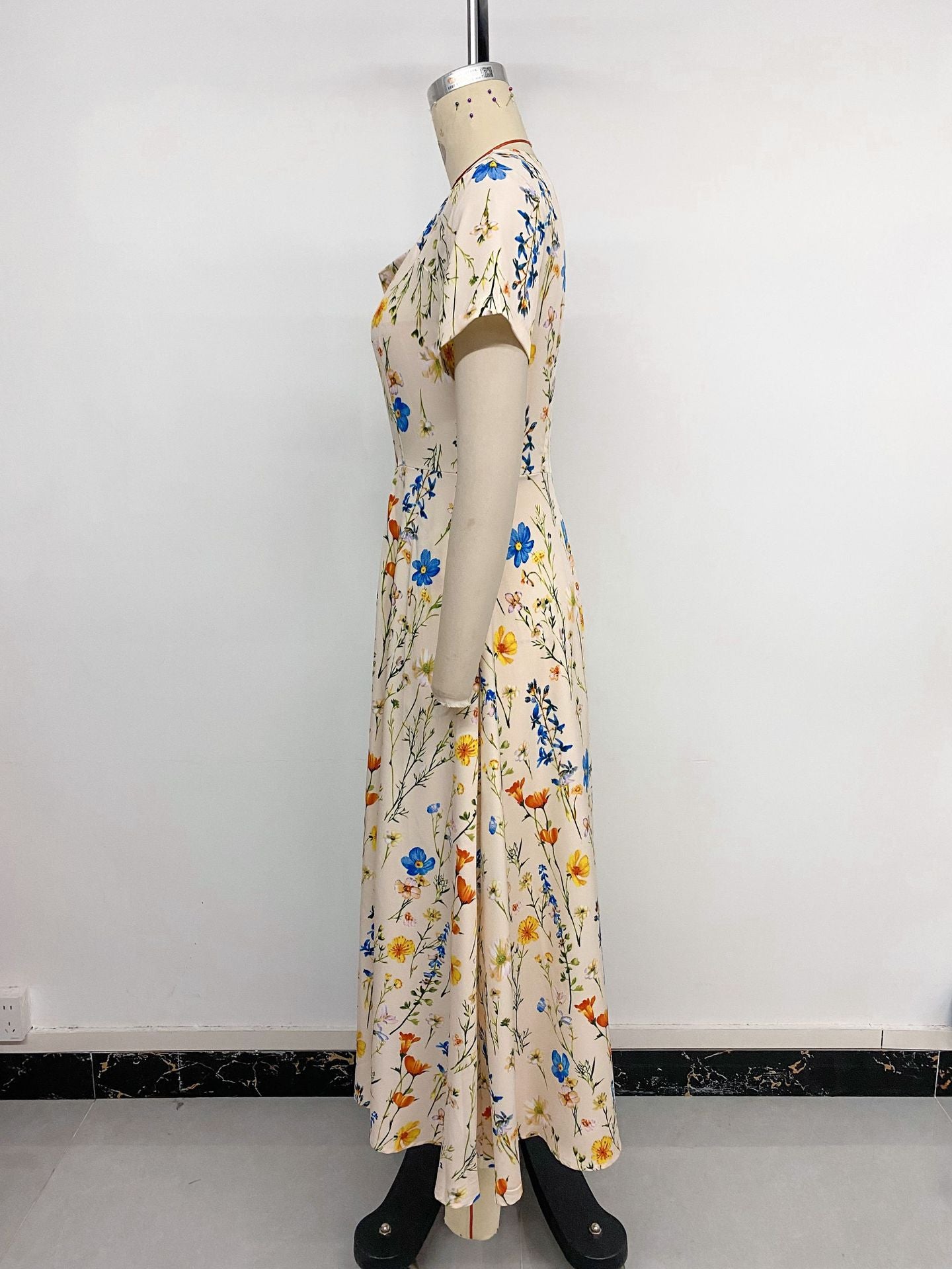 Floral Print Square-Neck Maxi Dress