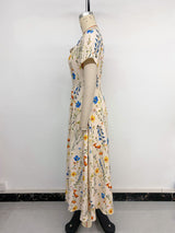 Floral Print Square-Neck Maxi Dress