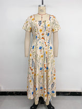 Floral Print Square-Neck Maxi Dress