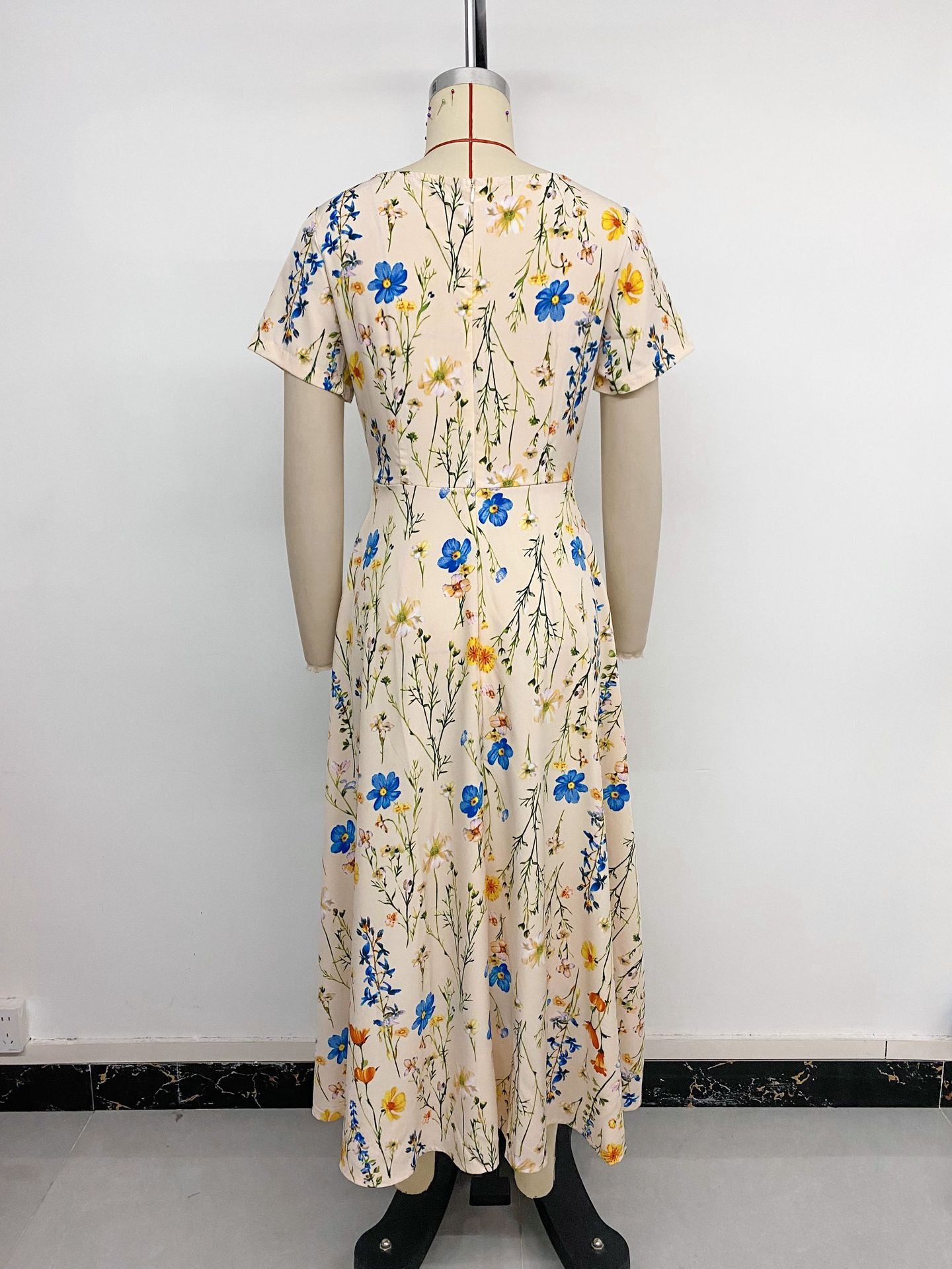 Floral Print Square-Neck Maxi Dress