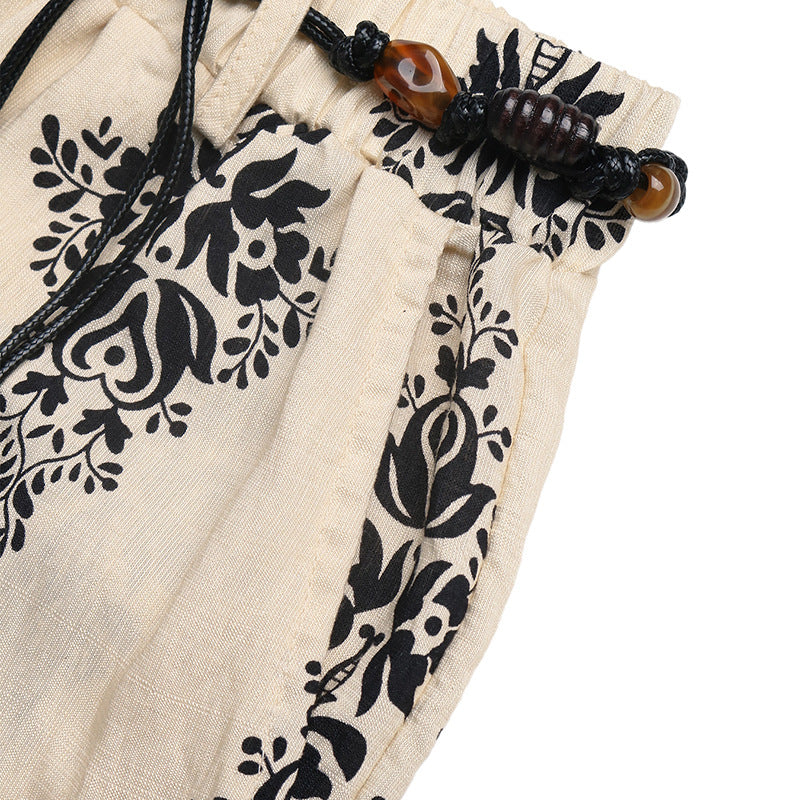 Bohemian Patterned Wide-Leg Pants