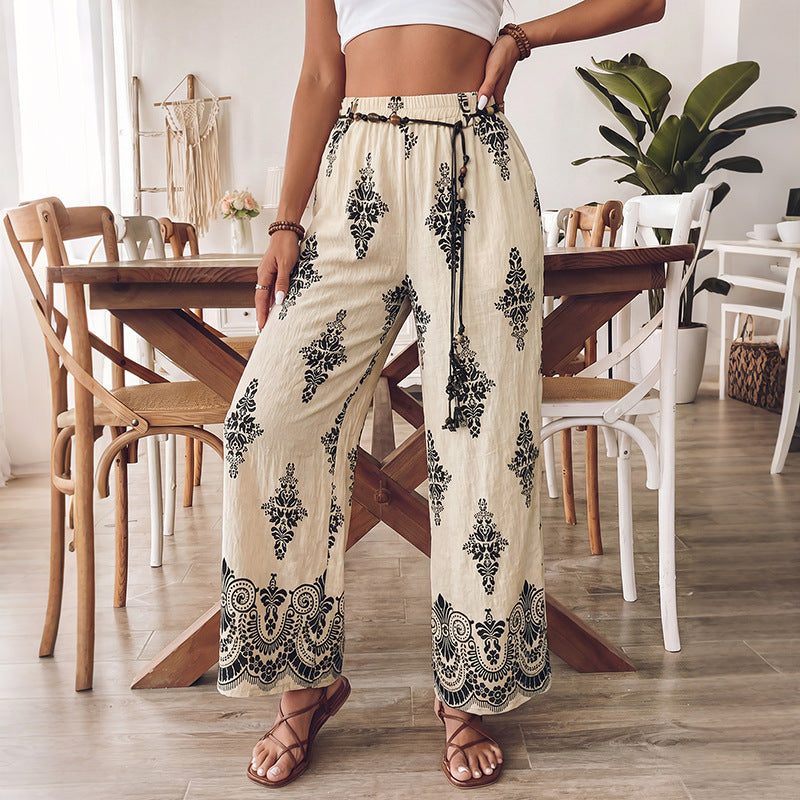 Bohemian Patterned Wide-Leg Pants