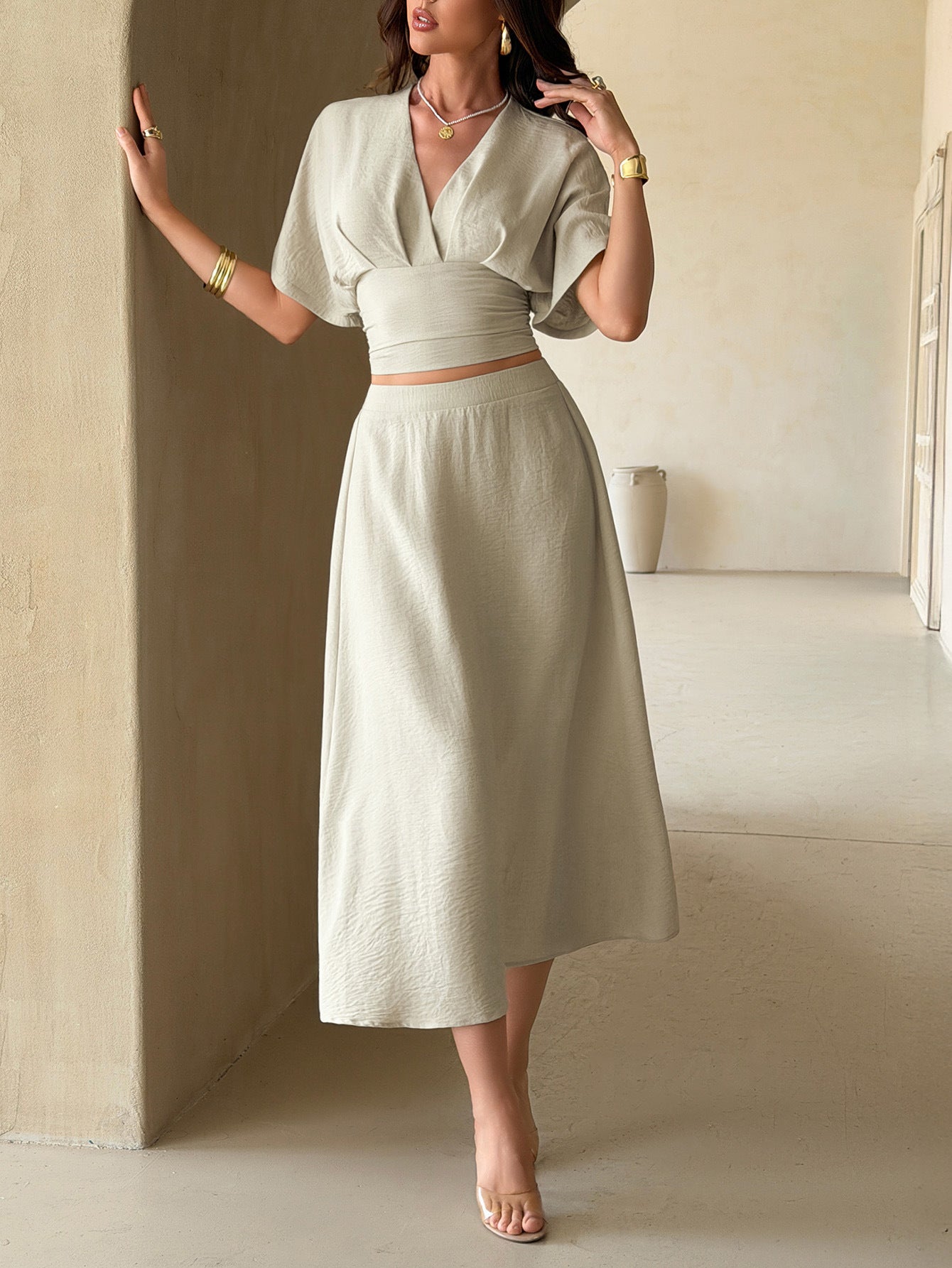 Kimono-Style Top and Skirt Set