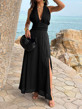 Halter Maxi Dress with Side Slit