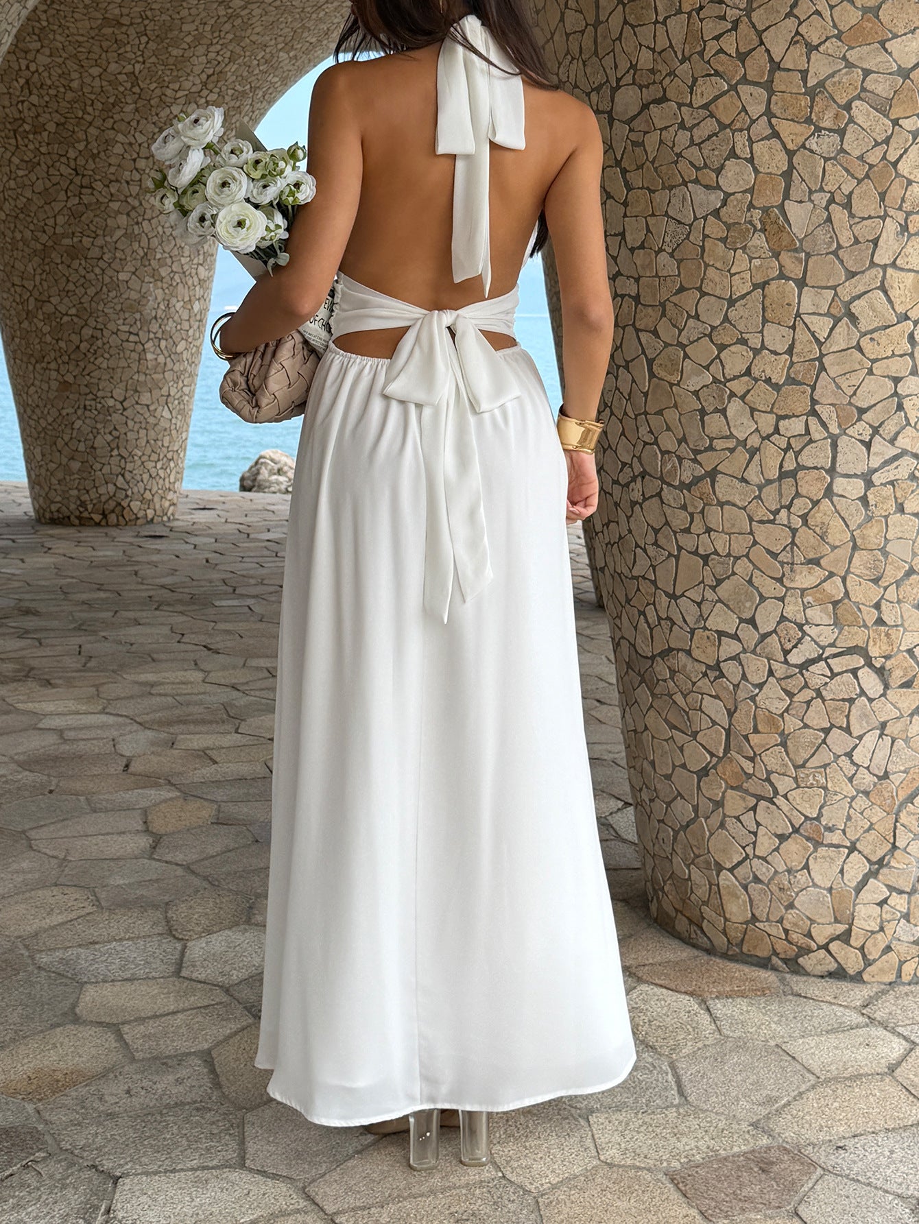 Halter Maxi Dress with Side Slit