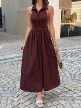 Sleeveless Maxi Dress with Belt