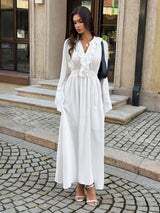 White Ruffled Maxi Dress